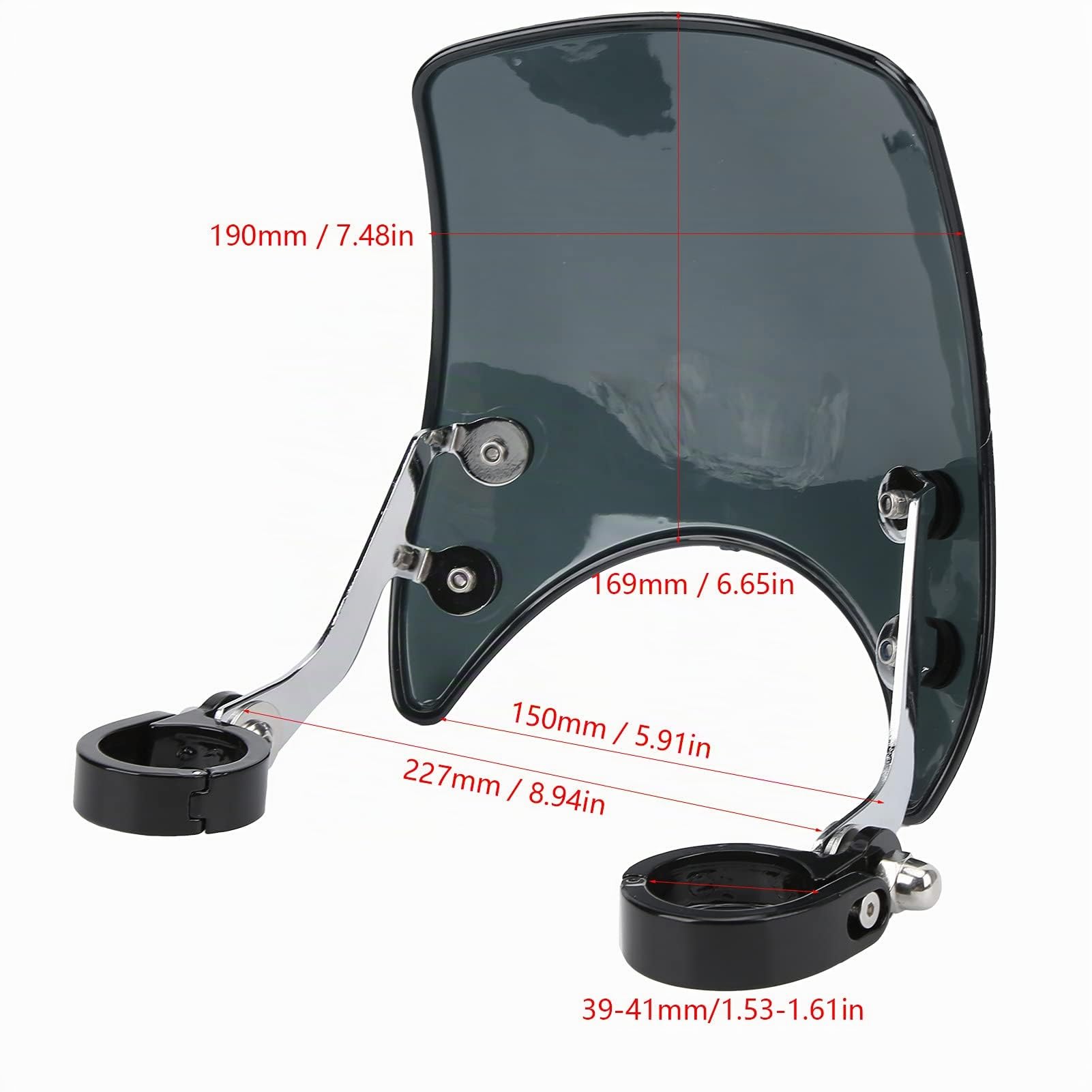 Yosoo Parabrezza Moto, Cupolino Moto Cupolino Regolabile a 180° Universale per Forcella Anteriore da 1,5-1,6 pollici(nero) (Nero)