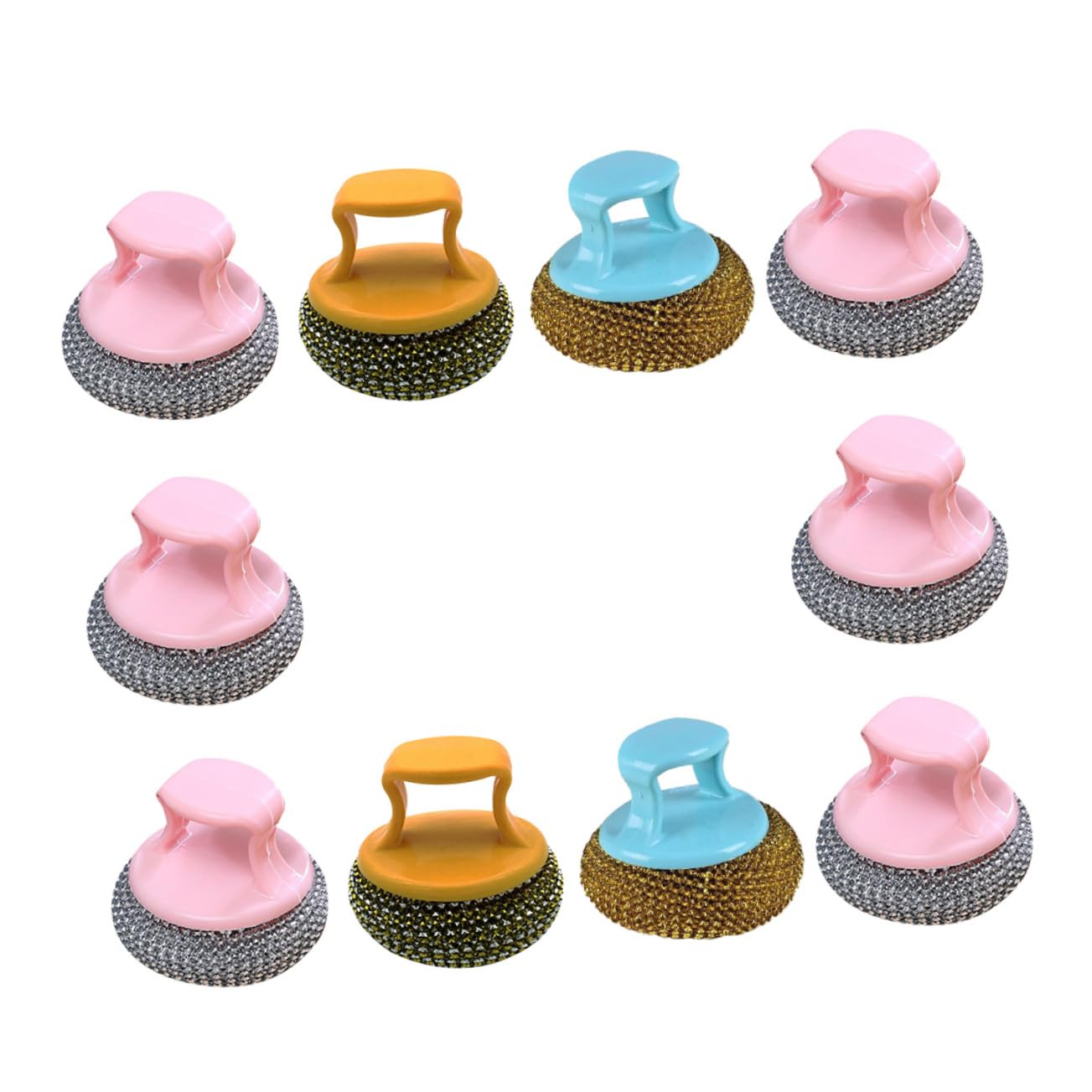 Didiseaon 10pcs Steel Wire Ball Cleaning Brush Dish Washing Brush Handle Replacement Random