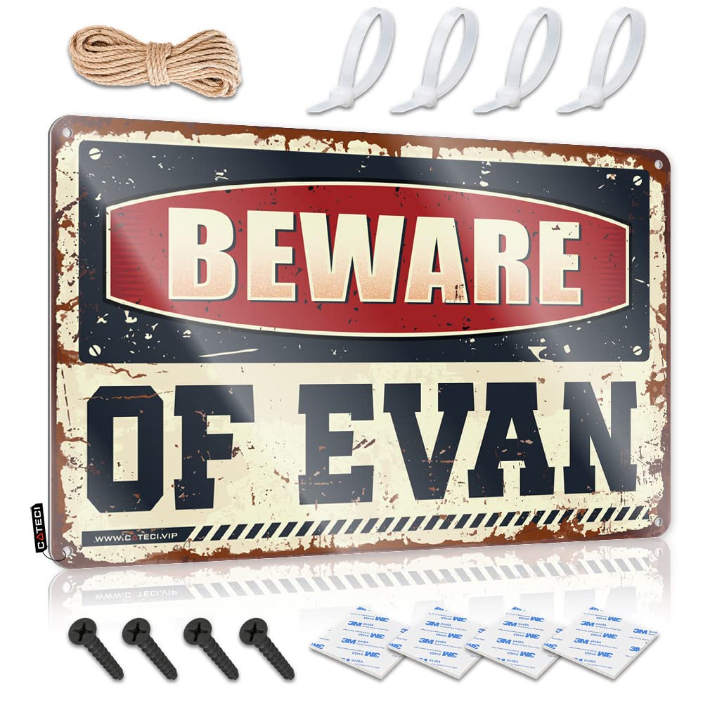 Tin Signs For Garage Beware Of Evan Tin Sign Funny Desk Signs Mancave Signs And Decor(30X40CM)