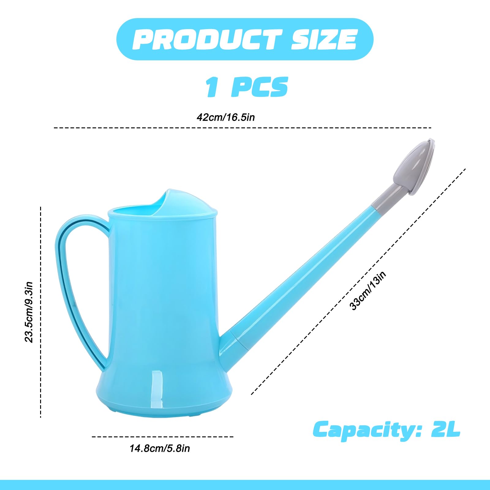 Annaffiatoio Portatile Da 2 Litri In Plastica Con Beccuccio Lungo E Ugello In Metallo, Per Giardinaggio Domestico, Blu Scuro