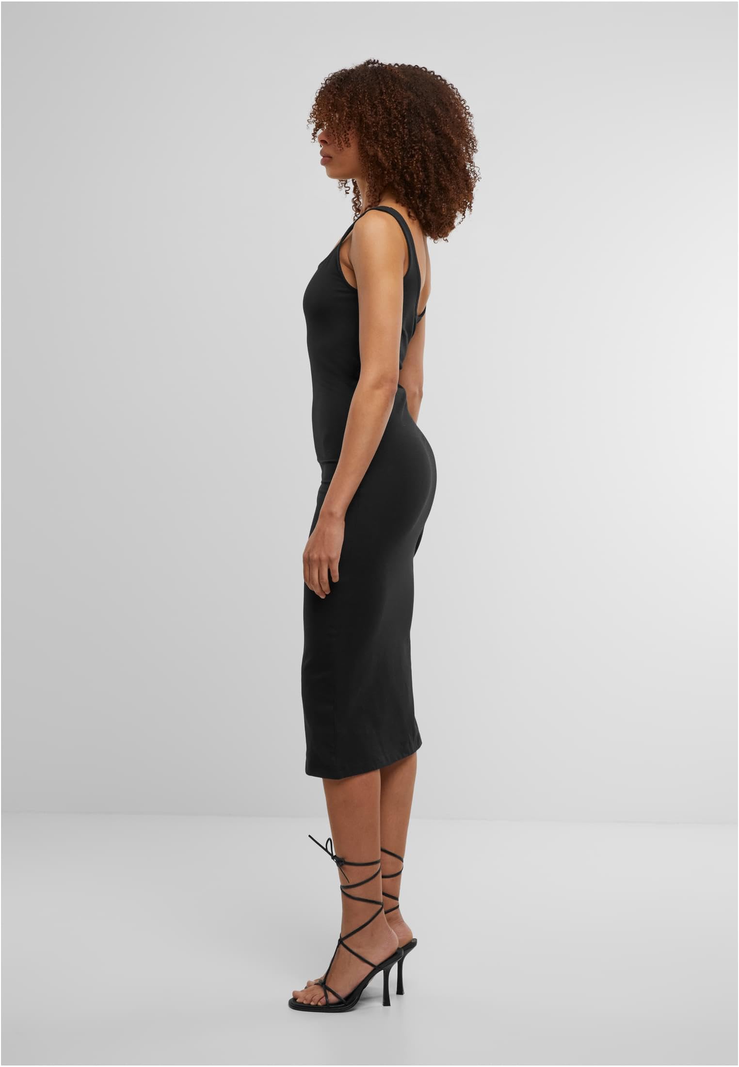 Urban Classics Ladies Basic Long Cotton Jersey Dress Donna Abito Media Lunghezza Nero