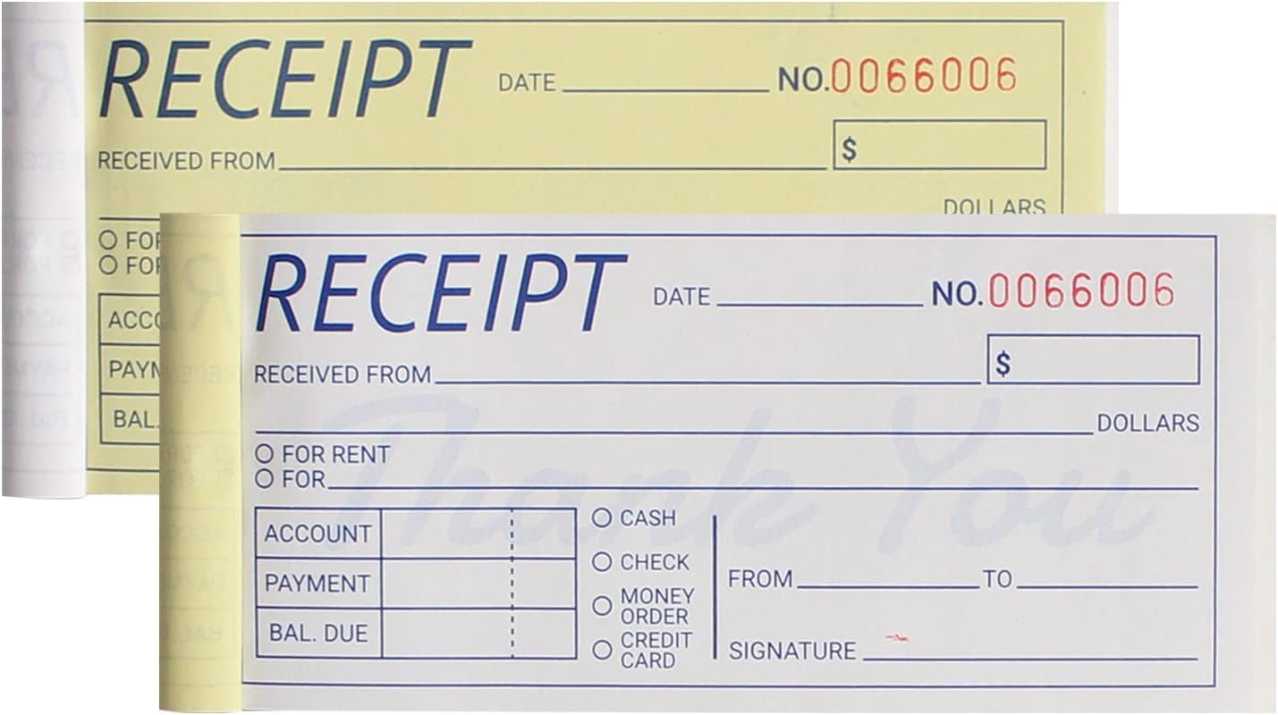 suituts 12 Pack Money and Rent Receipt Books, 2-Part Carbonless, 2.75x6 ...