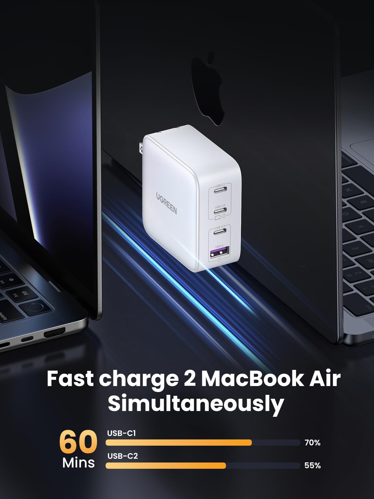 UGREEN Nexode 100W USB C Charger Block, 4-Port GaN Charger Block Fast Charger Compatible for MacBook Pro/Air, iPhone 17 Pro Max/iPhone Air, iPad Pro, Dell XPS, Galaxy S26 S25, Pixel, Steam Deck, White - 5