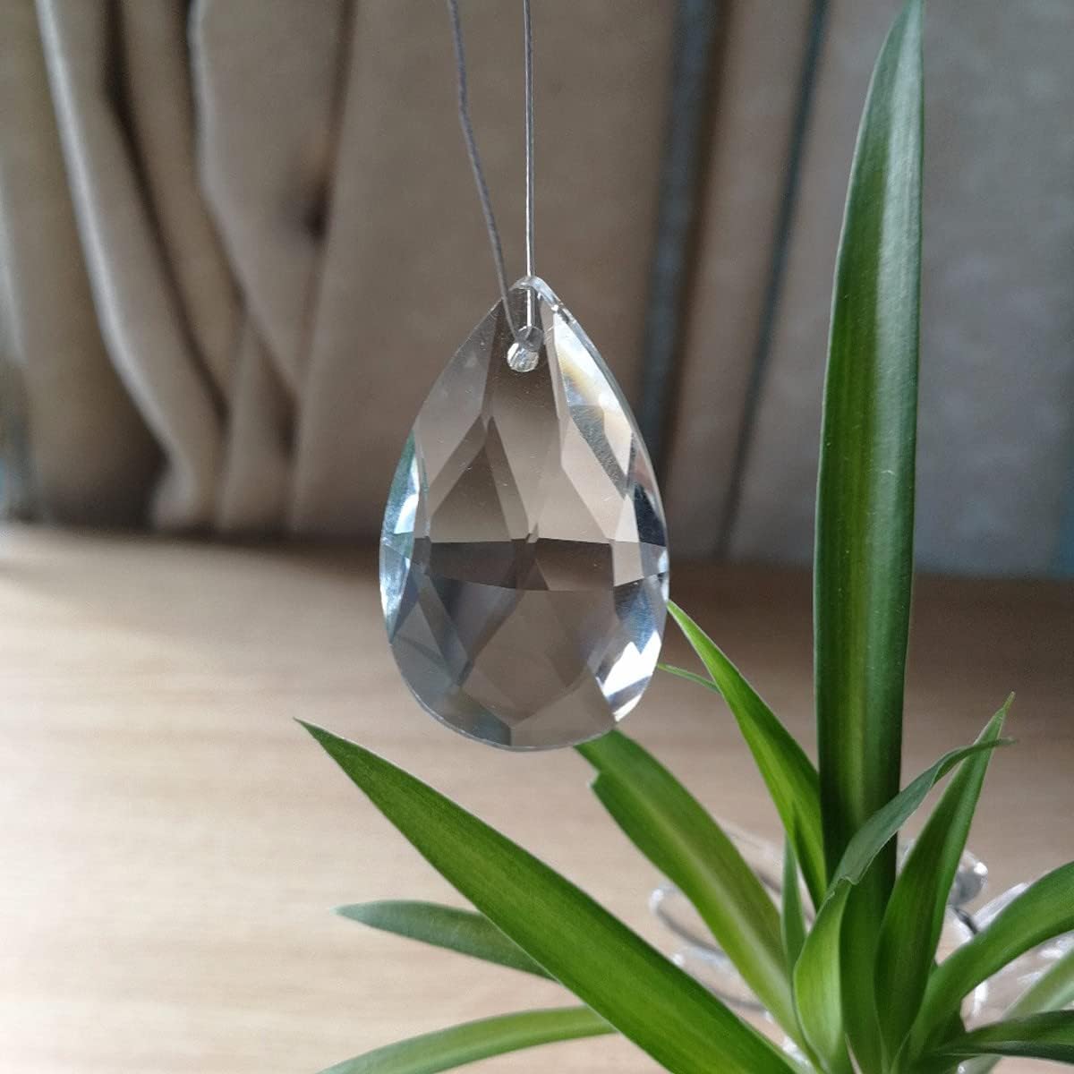 ECYC Ltd 10 Pcs 50mm Clear Teardrop Crystal Beads Chandelier Pendants Parts Top Drilled Faceted Glass Crystal Beads Hanging Prisms Suncatcher for Crafts Jewelry Making Wedding Home Window Décor
