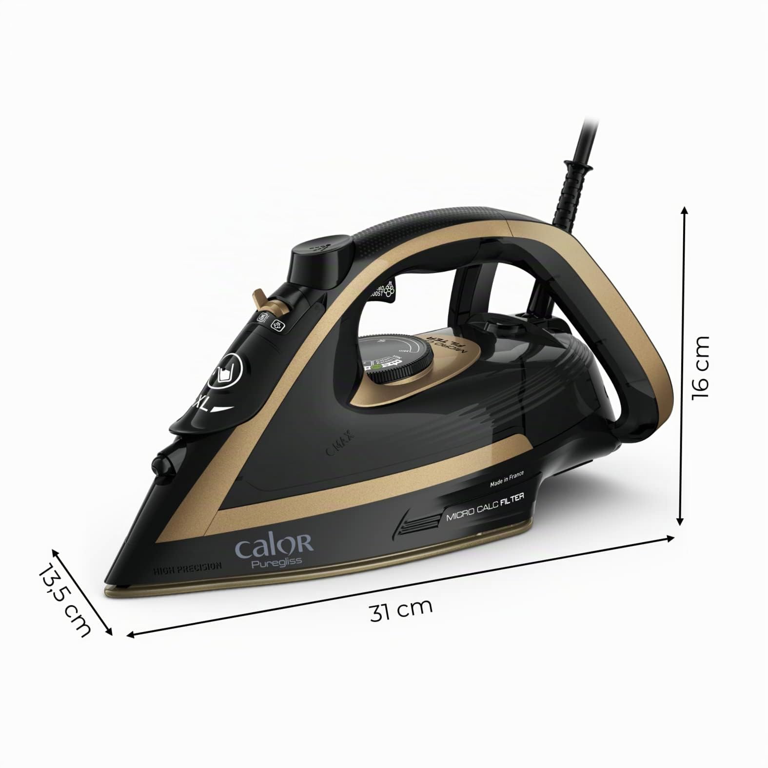Calor Puregliss - Plancha de vapor, 3000 W, flujo de vapor 50 g/min, función de prensado 280 g/min, protección antimanchas, apagado automático de seguridad, fabricado en Francia FV8064C0