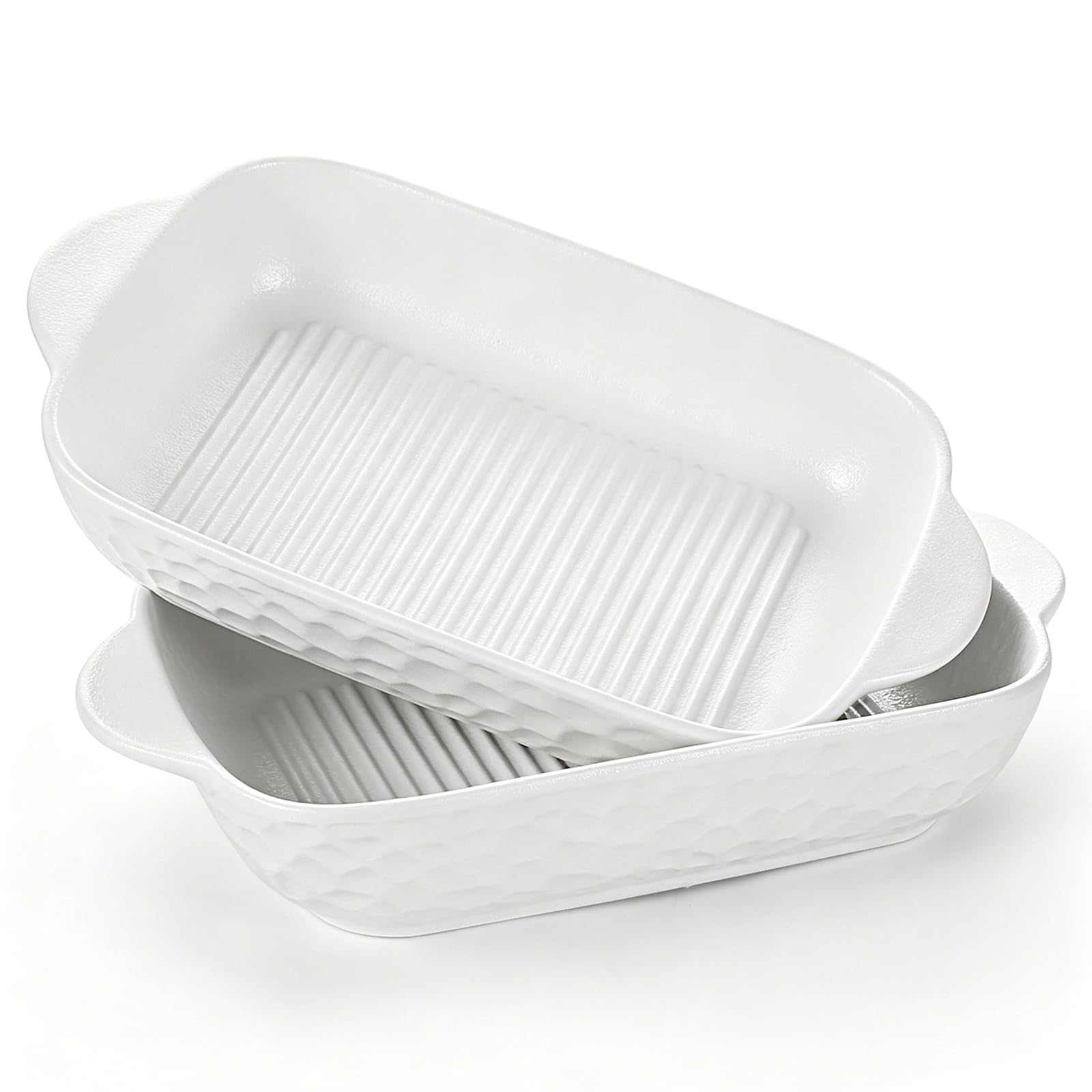 8-inch Ceramic Baking Dishes with Handles, Iceten 2pcs Stoneware Casserole Dishes, Lasagna Pan for Oven, Oven Safe and Durable Bakeware for Lasagna Casseroles