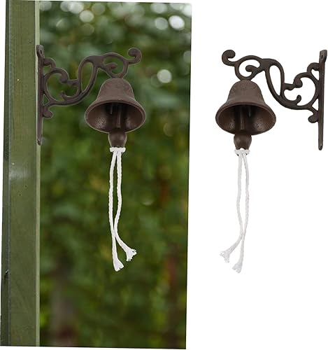 Miniatura 6 de Cabilock Timbre rústico de hierro resistente a la intemperie, para colgar en la pared, timbre vintage para el patio del hogar