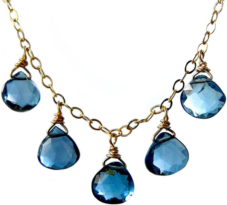 London Blue Topaz and 14k Gold Fill Teardrop Necklace, 16-18