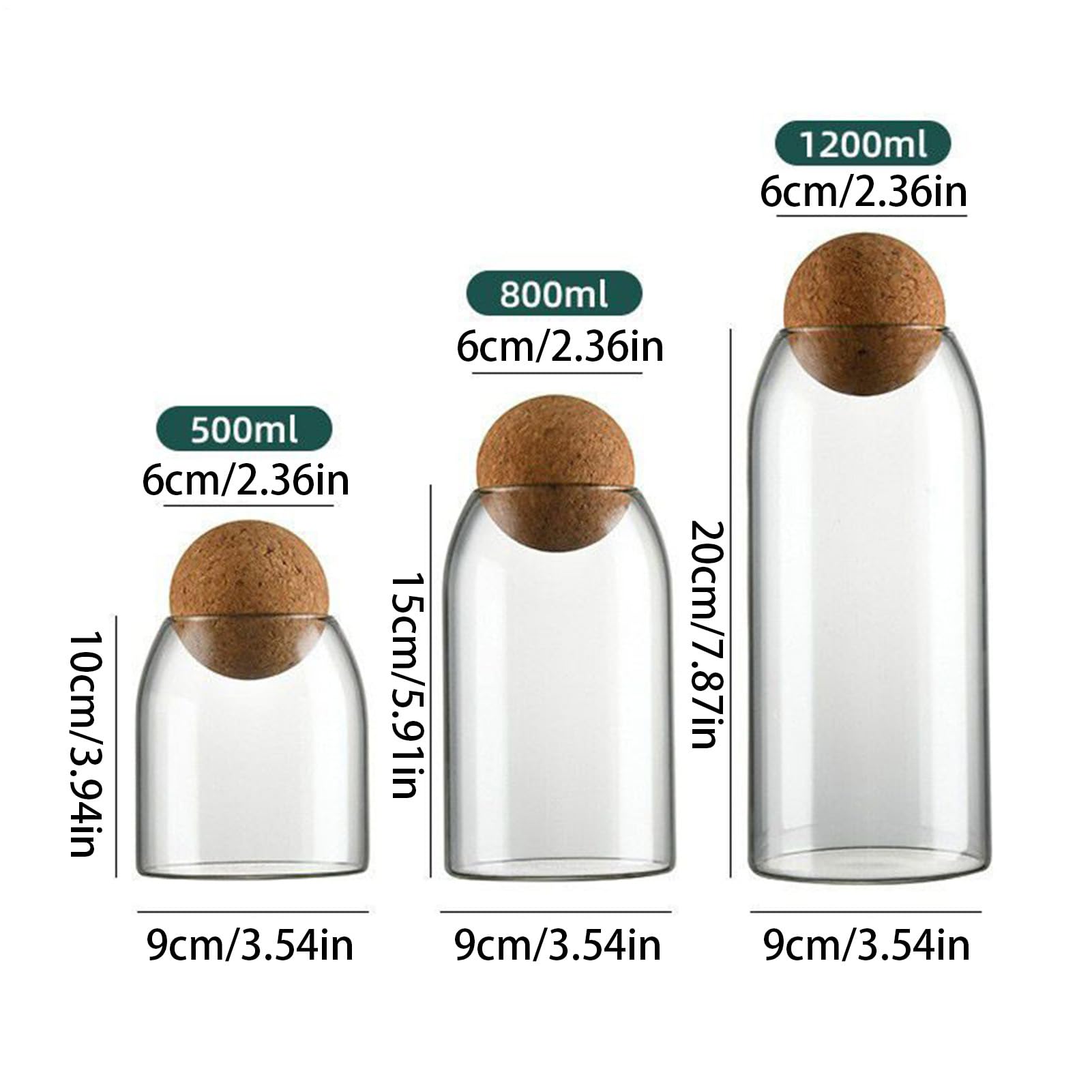 Glasbehälter - Lagerbehälter In der Küche Für Zucker | 3 Stück Gläser mit Deckel Für lose Tee Süßigkeiten Getrocknete Waren Getreide Gewürze Kaffeebohnen Salz