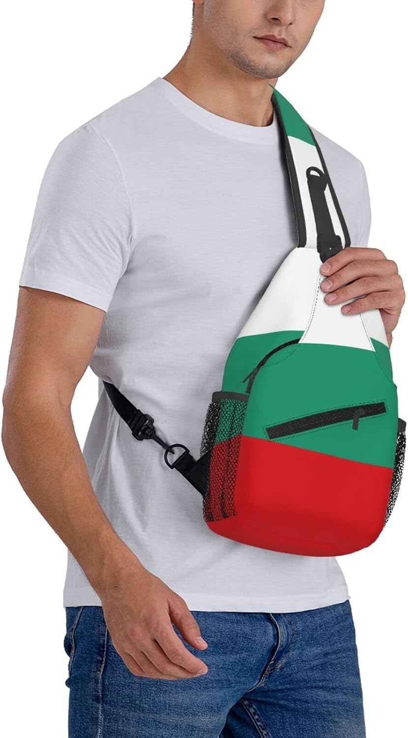 Durable Lightweight Bulgarian Flag Print Cross chest bag diagonally for Travel Commute Daily Use