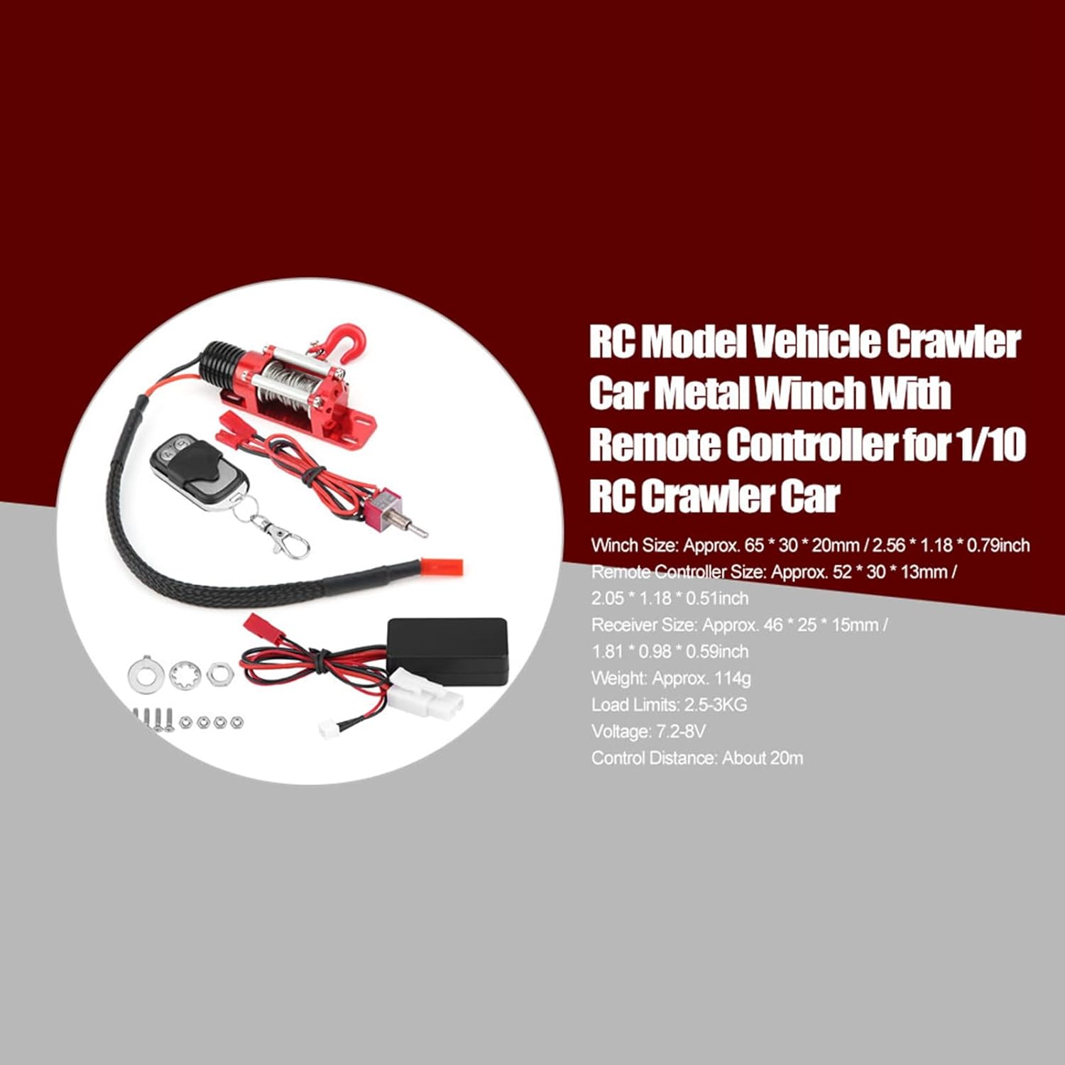 1/10 Scale RC Model Vehicle Crawler Car Accessory Metal Winch with Remote Controller
