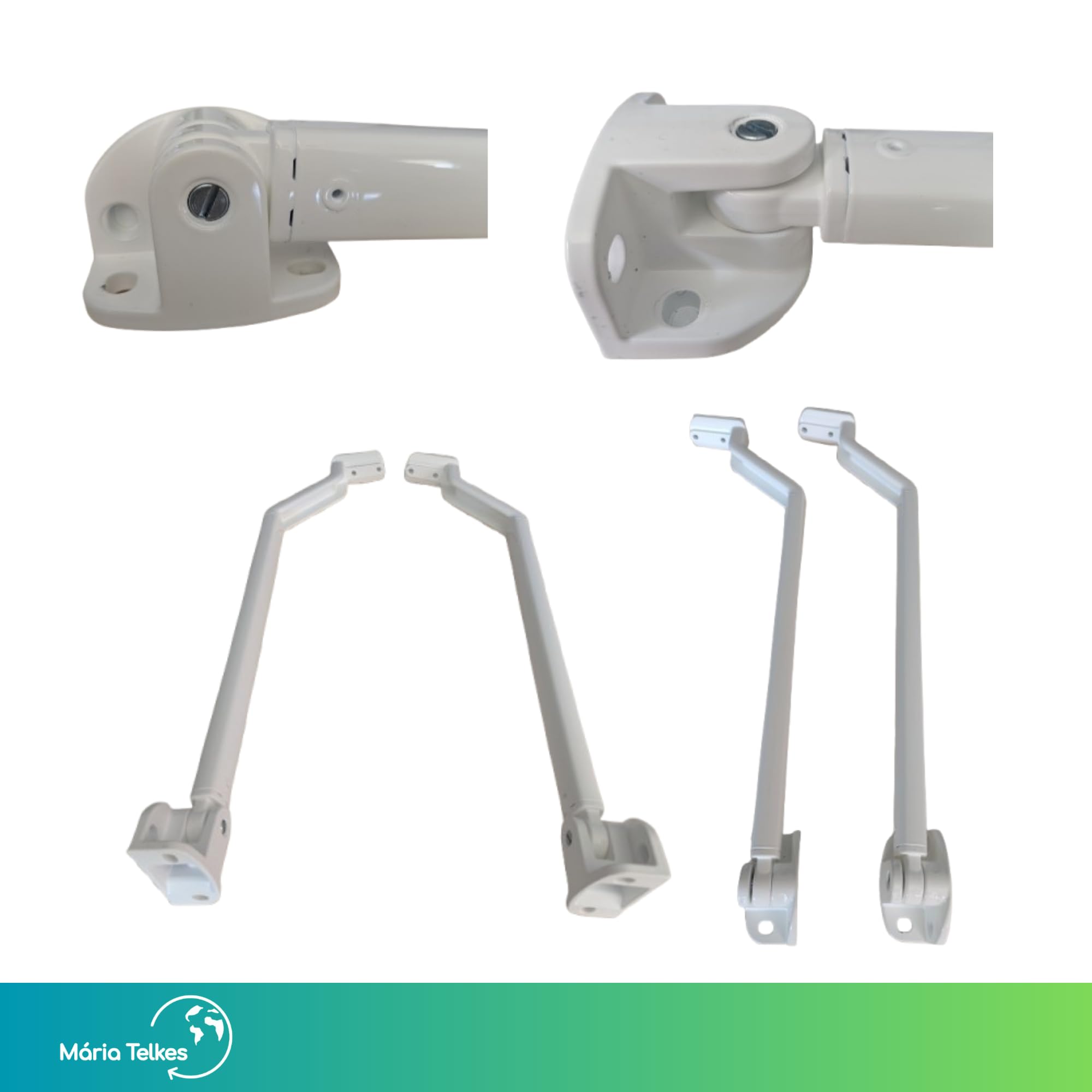 Juego Brazos de Toldo Blanco Punto Recto 100 centímetros | Brazos para Pared Ventana Balcón Exterior | Recambio Resistente | Toldo Aluminio Lacado Alta Durabilidad (100 Cm, Blanco)