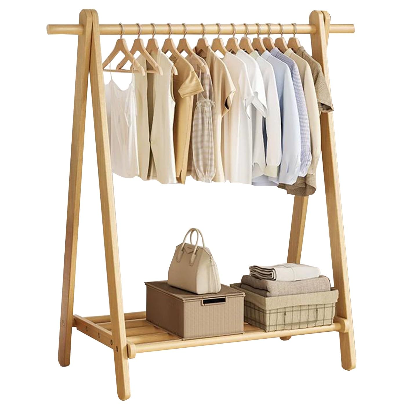 Perchero de madera maciza con diseño Hoo & Shoe Sto para ahorrar espacio, 60/80/100/120 cm, altura de madera natural, altura de 146 cm, perfecto para entrada y hogar