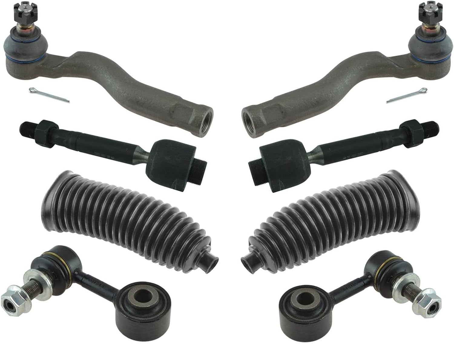 TRQ Front Steering & Suspension Kit Steering Rack & Pinion Bellow Sway Bar Stabilizer Link Tie Rod Compatible with 2008-2020 Toyota Sequoia 2007-2020 Tundra