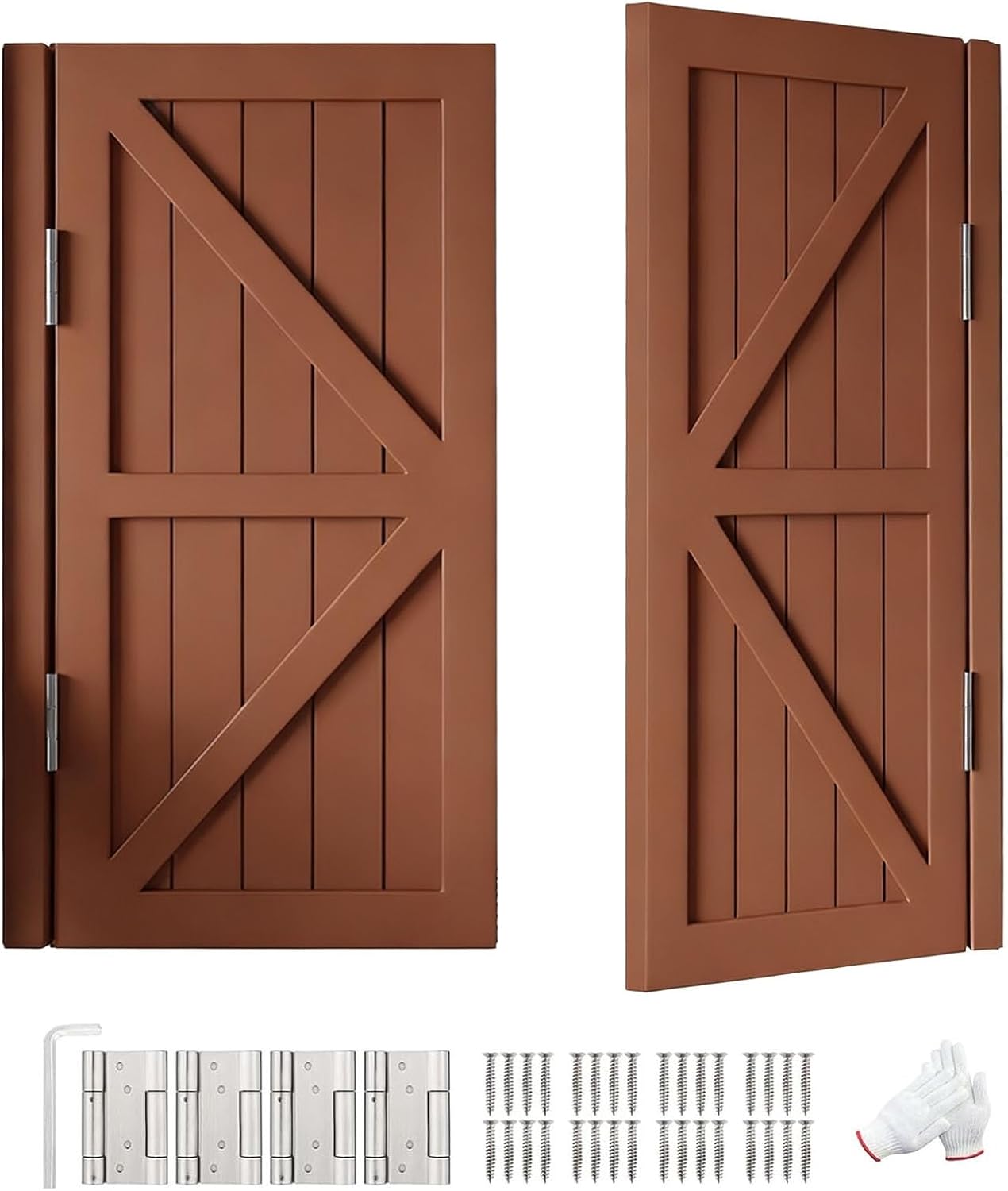 Swinging Doors Cafe Doors, Two-Way Double Solid Wood Swing Door with Hinges, 28" 30" 32" 34" Auto Close Half Door for Kitchen, Bar, Hallway(Brown,47" x36")