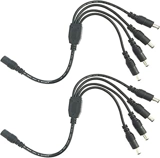 2PCS DC Splitter Cable 5.5 mm x 2.1 mm DC 12 V Splitter Cable 1 to 4 DC Female Connector LED Strip Connector CCTV Camera Connection Cable Adapter for LED Strip and Other DC 5V-24V
