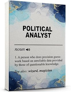 Custom Funny Political Analyst Definition Canvas, Abstract Blue Watercolor Style Political Analyst– Poster-Style Gift for Coworkers, Bosses, or Professionals Decor