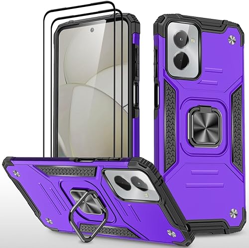 Miniatura 11 de Funda para Moto G Power 5G 2024 con 2 protectores de pantalla de vidrio templado, grado militar, doble a prueba de golpes, con funda de soporte,