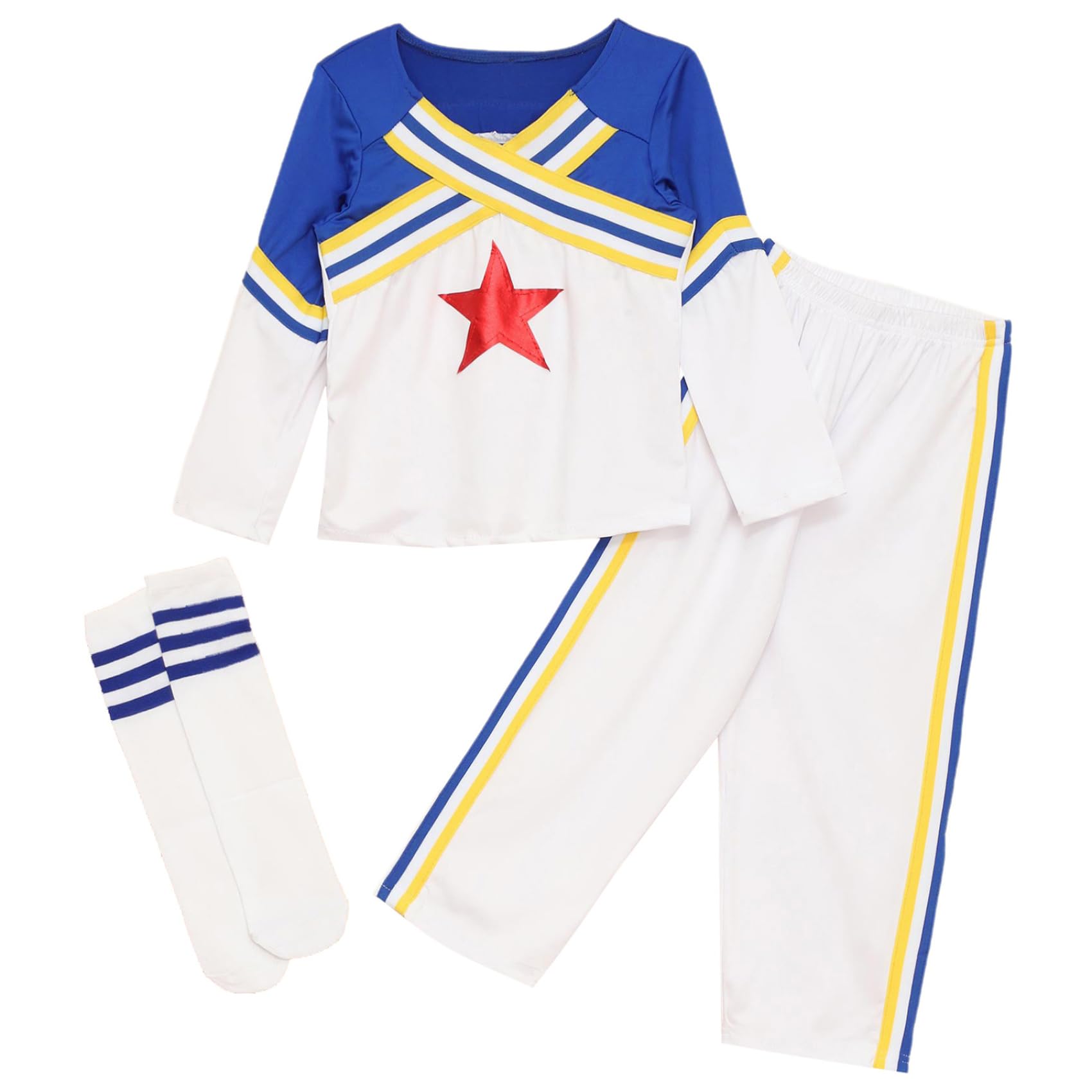 Riismen Kids Boys 3 Pcs Cheer Leader Uniform Sets Shell Tank Top with Pants Cheerleading Dance Outfit Type B Blue 7-8 Years