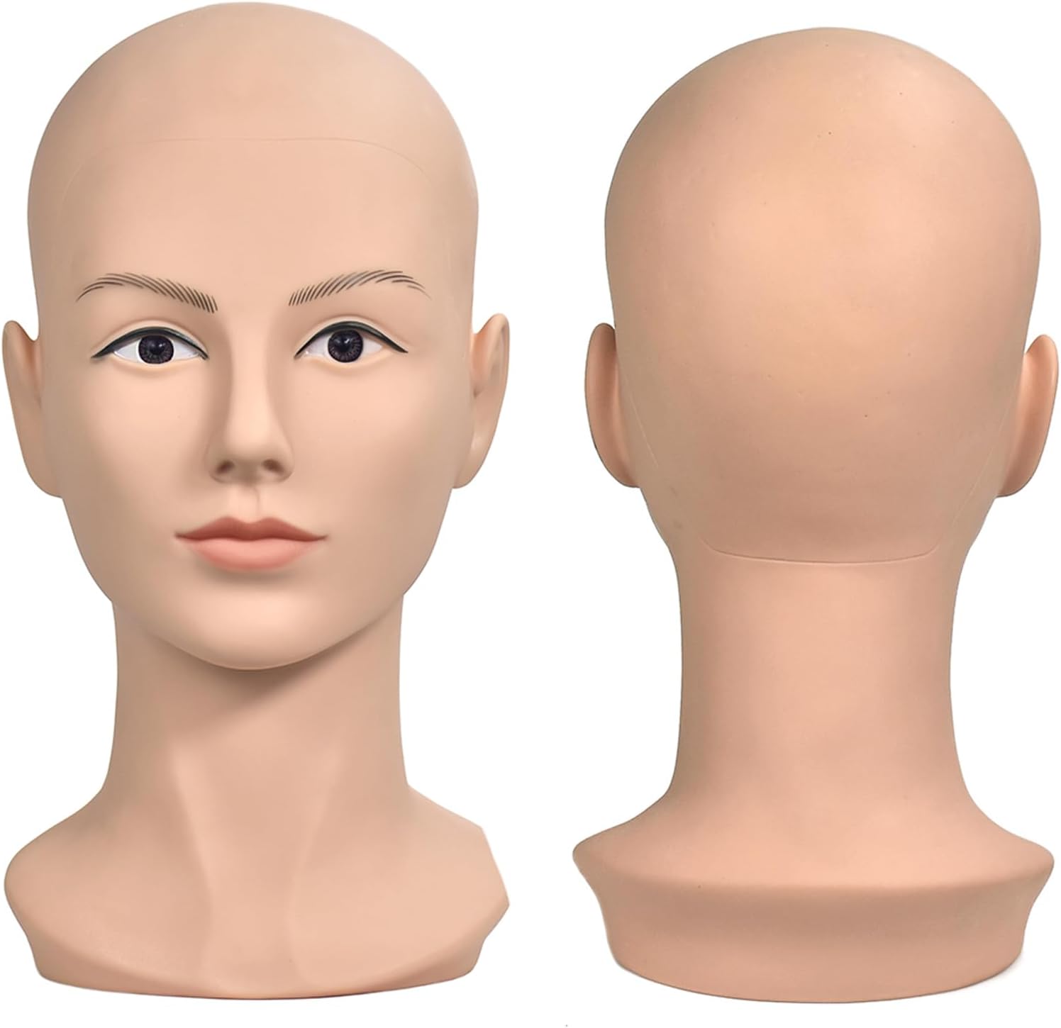 Female Life Size Bald Mannequin Head Professional Cosmetology for Wig Making, Display wigs, eyeglasses, hairs, T pins,with Free Clamp