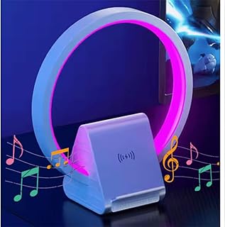 4 in 1 Fast Wireless Charger, Bedside Table Lamp, Blueetooth Speaker, Multiple RGB and Warm Lights, Phone Stand/Phone Holder. Multifunctional Fast Charger Speaker Light. Desk and Nightstand Gifts