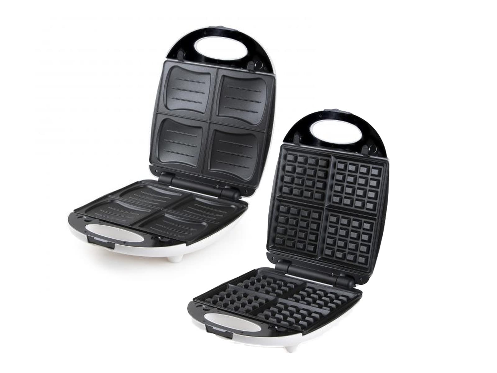 Sandwichera XXL 2 en 1, 4 placas de conchas y gofrera, 1200 W