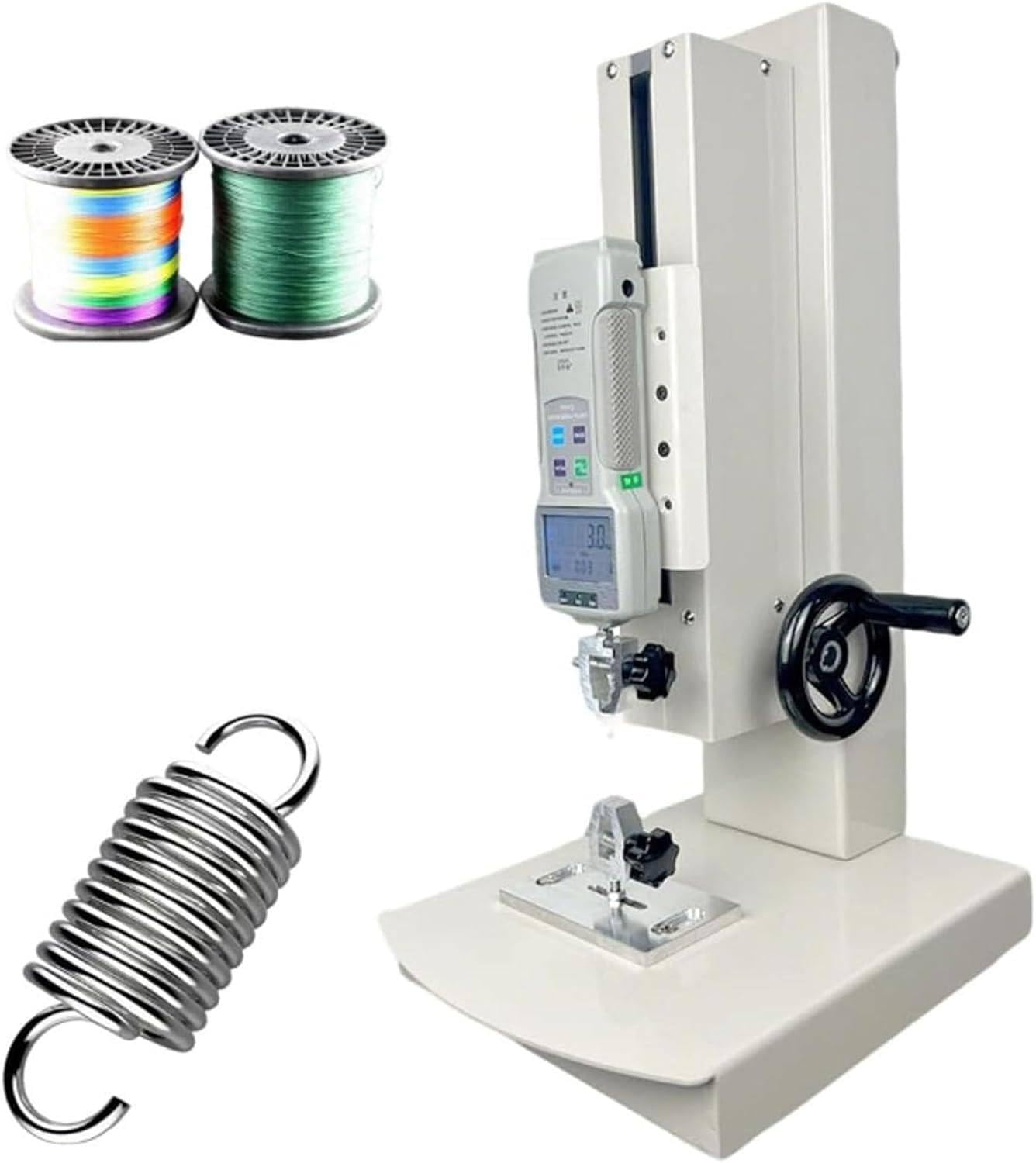 XUXIAO 10-2000N Digital Pull Force Tester, Hand Crank Vertical Tensile Test Bench, Stroke 270mm, With USB-232 Interface, for Compression and Tension Testing Withruler-10N