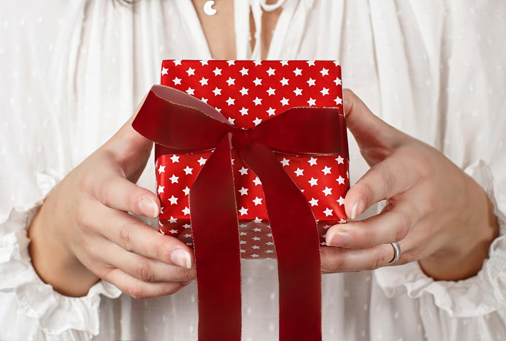 Threetols 91,4 m rotes Samtband mit Drahtrand, 6,3 cm, rotes Samtband, vergoldete Kanten, Juteband für Valentinstag, Geburtstag, Party, Verpackung, DIY, Handwerk, Dekoration, Kränze, Schleife