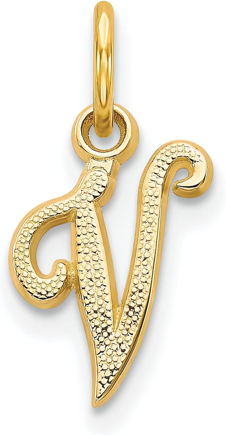 14K Gold Initial V Charm Jewelry FindingKing
