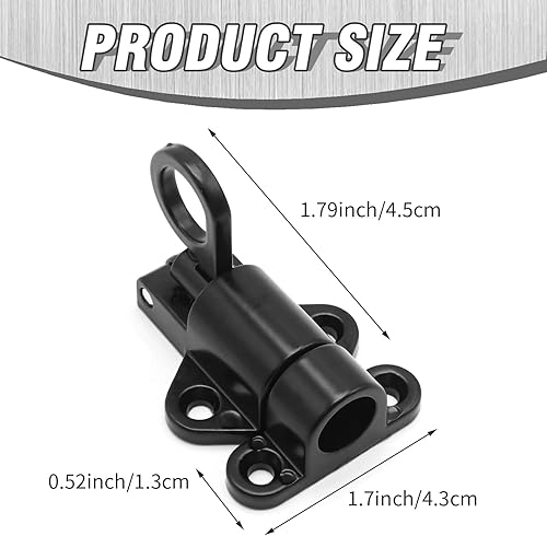 Miniatura 6 de 4 cerraduras de puerta de resorte negro, cierres de cierre automático de 2.3 x 1.7 pulgadas, cerradura de puerta deslizante automática resistente de