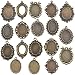16 Pieces Bezel Pendant Trays, 25 x 18mm Oval Pendant Trays Bezels Cabochon Settings Trays Pendant Blanks for Crafting DIY Jewelry Making - 8 Styles, Antique Bronze