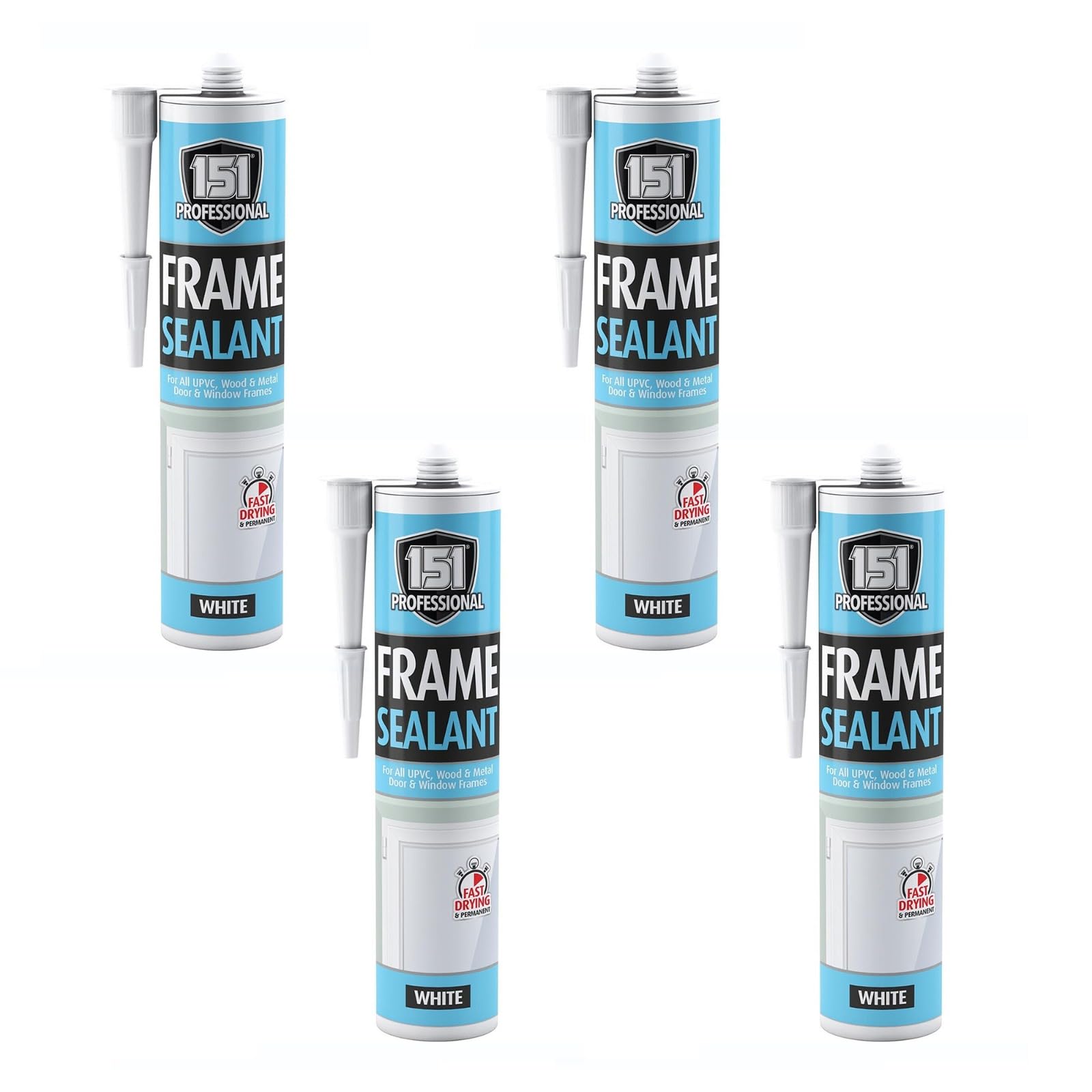 Door & Window Frame Sealant, Waterproof, Weather Resistant, Long Lasting, Smooth Application, Consistent Coverage, Ideal for Builders, Decorators, Contractors & DIY Home Improvement (Pack of 4)