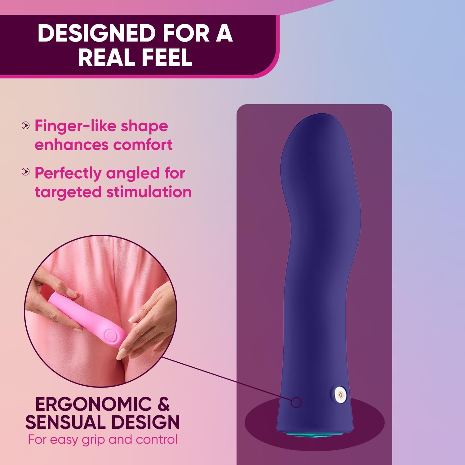 Femme Funn Hana Bullet Thumping Vibrator - Purple, Boost Mode, 5 Thumping Speeds, 100% Waterproof Toy Sex, Finger Shape Vibrator - Comfortable Real Feel Womens Sex Toys