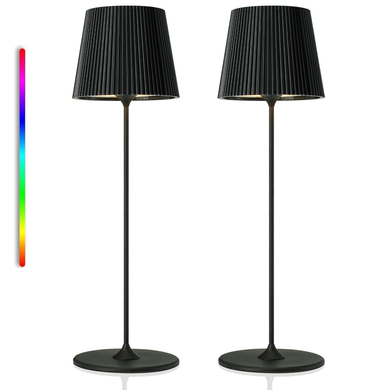 2 Pack Cordless Table Lamp,Portable RGB LED Desk Lamp,5000mAh Battery Powered,with Touch and Remote Control,Suitable for Dining Room,Bedroom, Outdoor,Coffee Shop,Night Light,Rechargeable (Black)