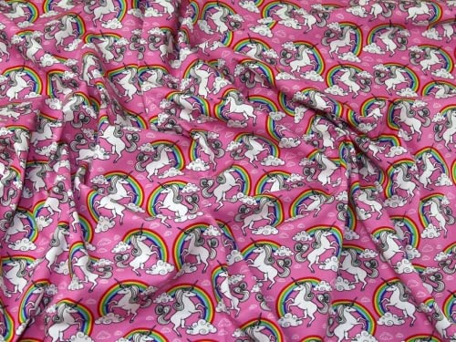 Baumwoll-Popeline-Stoff Mit Einhorn-Print – Rosa, 112 Cm Breit, Meterweise