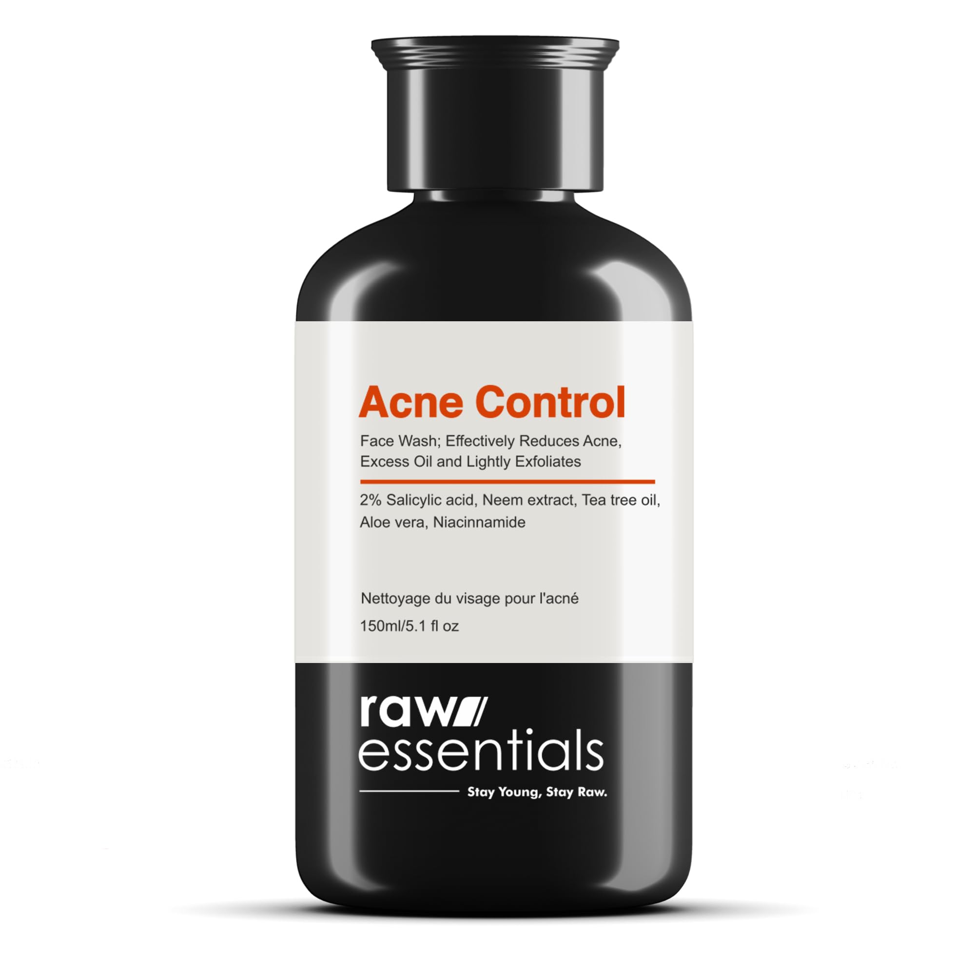 Acne Control Face Wash 2% Salicylic Acid, Niacinamide, Neem Leaf Extract, Tea Tree Oil, Aloe vera for Acne Prone & Oily Skin 150ml, Pack of 1, Face Wash for Men & Women, 100% Natural Actives, Sulphate & Paraben Free