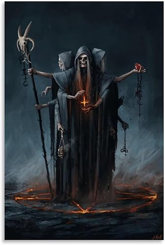 Miniatura 1 de ZUGANGS Anubis Y La Santa Muerte - Póster decorativo para pared, pintura para decoración del hogar, dormitorio, 16 x 24 pulgadas (15.7 x 23.6 in)