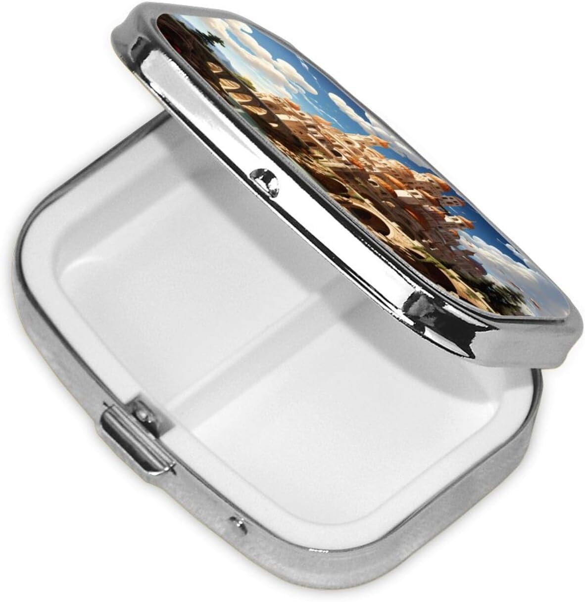 Anime Castle Sky Travel Square Pill Storage Box, Portable Mini Pill Box (2 Compartment Pill Box), Vitamin Medicine Storage Box image 2