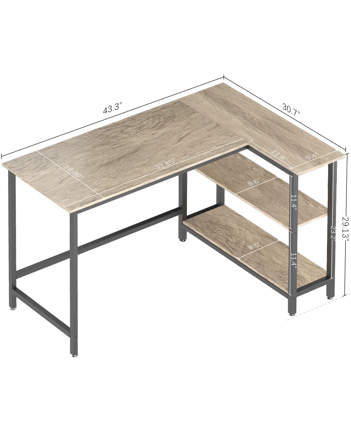 Snapklik.com : WOODYNLUX L Shaped Computer Desk - 43 Inch Home Office Desk
