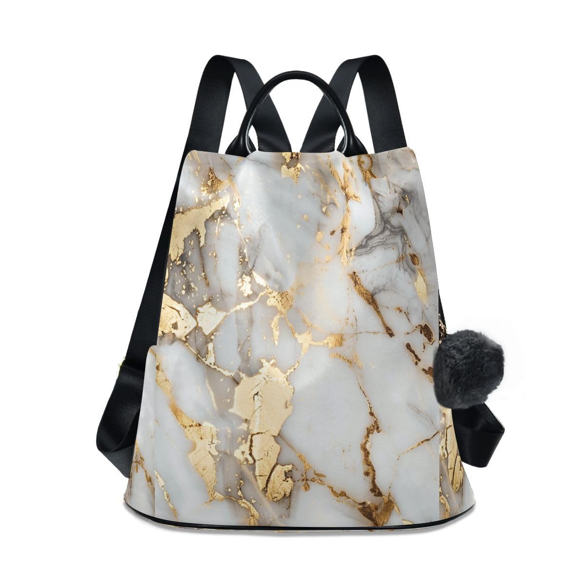 ALAZA White Gold Marble Trips Hiking Camping Rucksack Pack for Women