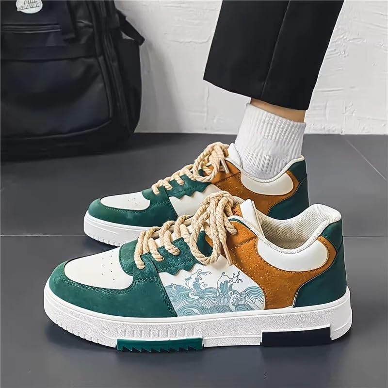 Image of Ligero Men's TARZAN-04 Korean Free Style GEN Z Sneakers | Casual Sneaker | Synthetic Upper | Lightweight | Comfortable Lace Up Mid Top Sneaker Shoes for Men & Boys Green