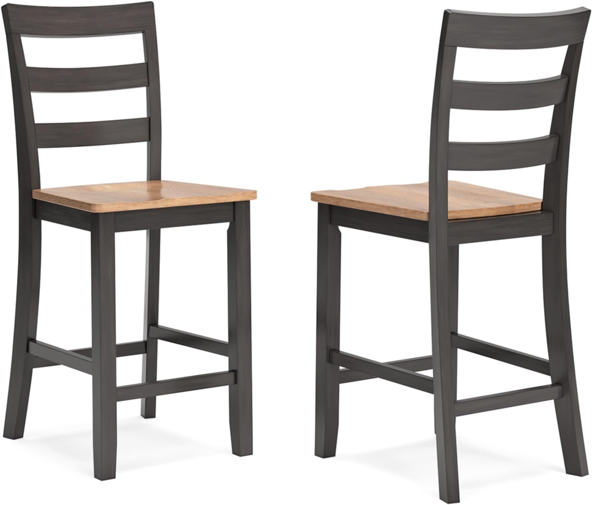 Signature Design by Ashley Gesthaven Solid Wood Frame Counter Height Barstool, Set of 2, Natural/Brown
