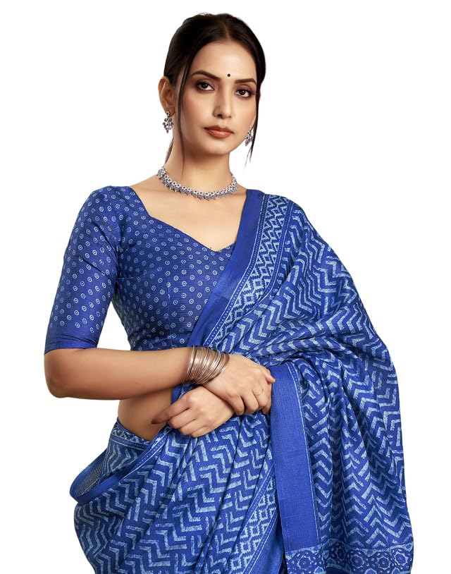 Image of SIRIL Women's Bagalpuri Silk Saree | Varli Printed Saree With Unstitched Blouse Piece