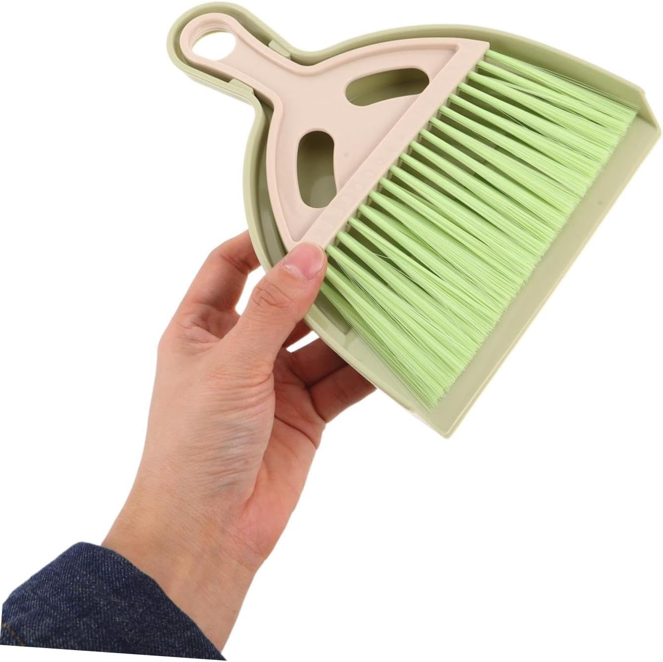 Mini Broom and Dustpan Set Green Plastic for Desktop Cleaning image 4