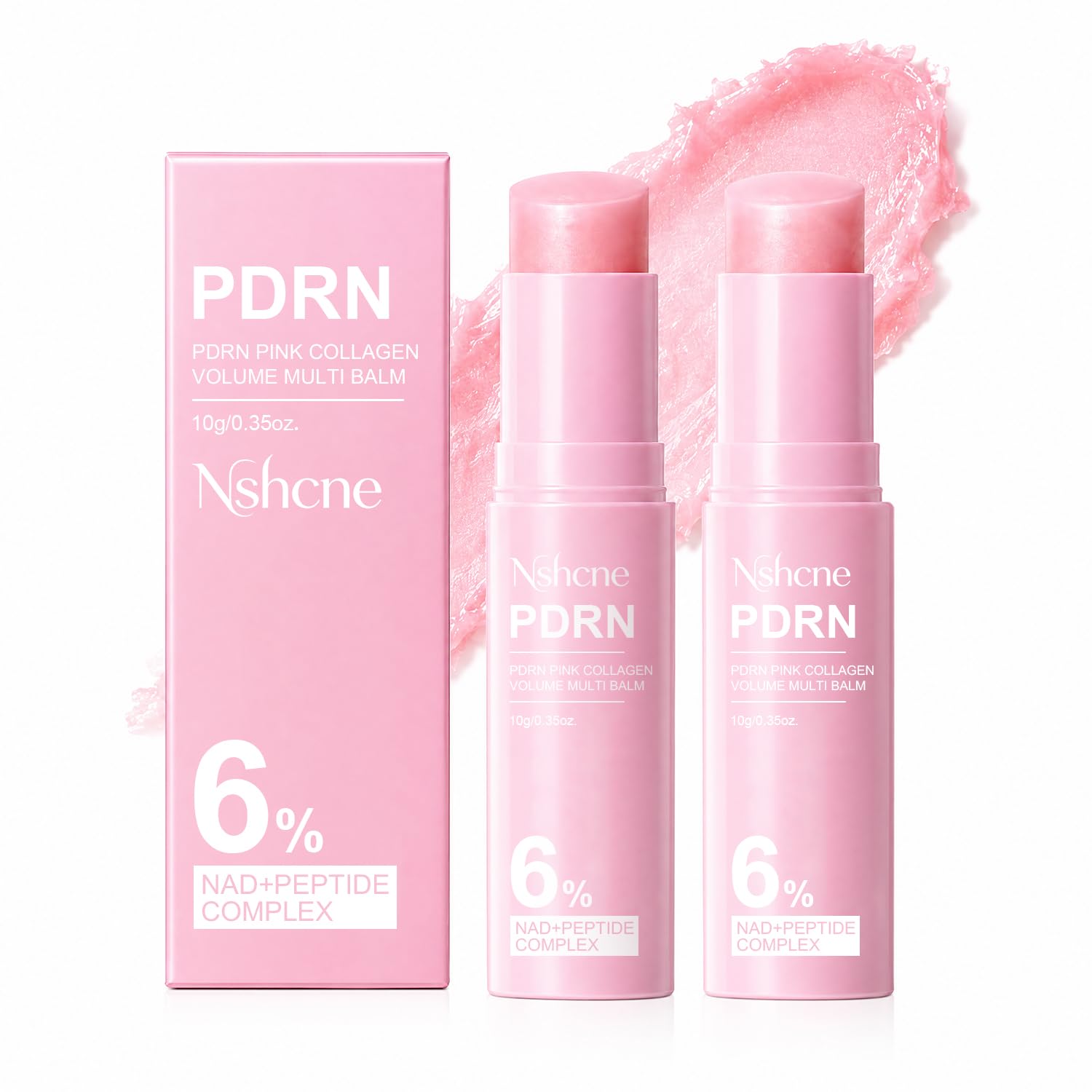 PDRN Pink Collagen Volume Multi Balm 2 PCS- Face & Body Plumping Stick with PDRN, NAD, Collagen for Under Eyes, Neck, Forehead, Smile Lines, Lips Firming, Radiance - 2PCS PCVB-N02