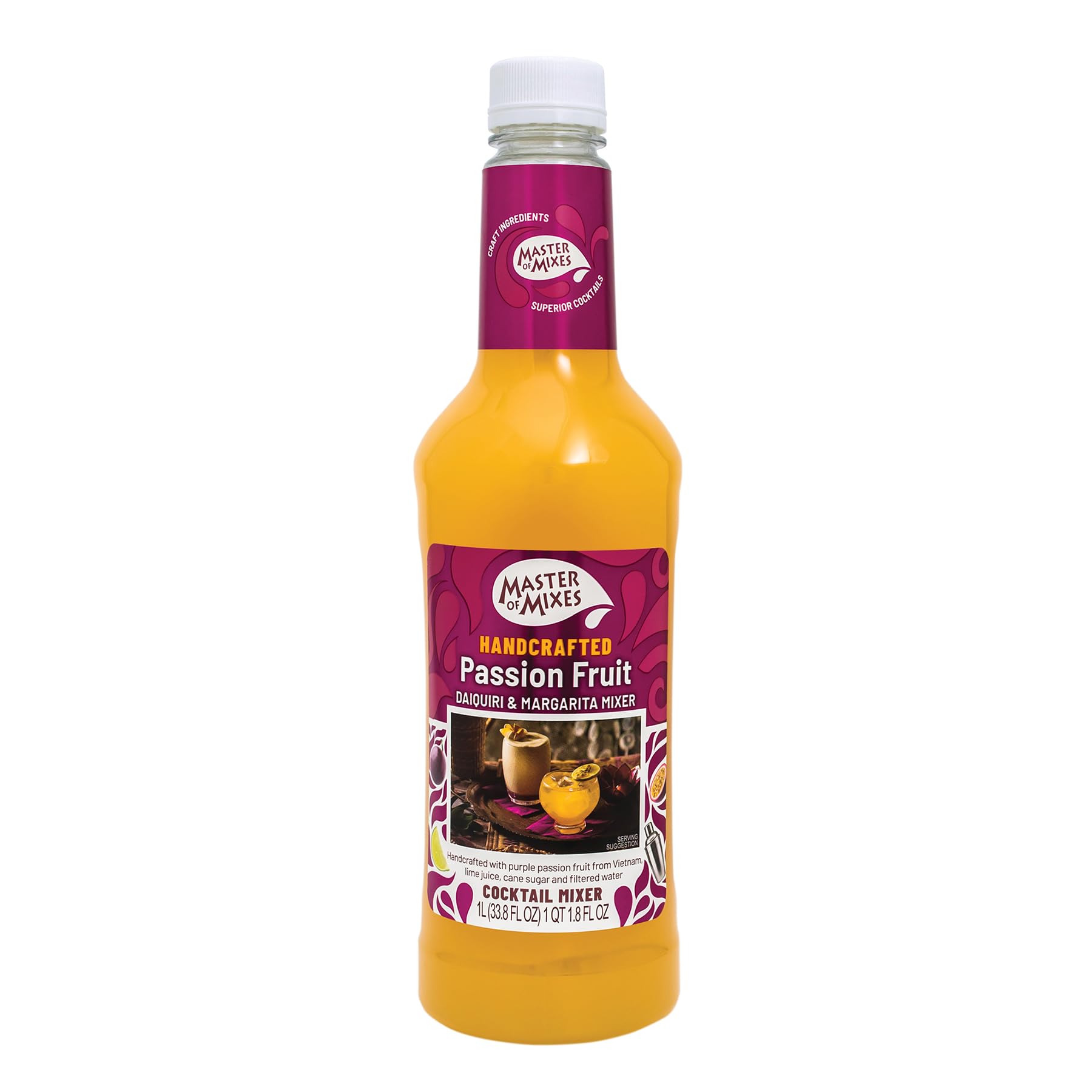 Cocktail Mixers | 1 Litre | Cocktails in seconds | Just add Alcohol | Makes 10 cocktails per bottle| (Passion Fruit)