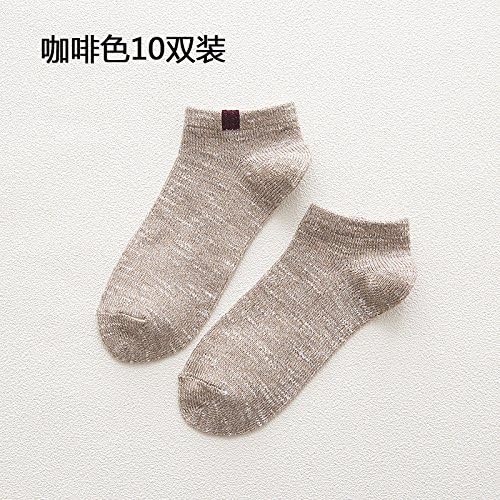 ZHFC-Boat Socks, Women's Pure Color Cotton, Thin Socks, Summer and Spring Korean Version, Personality, Pure Color, Sen Department Socks, Short Barrel, Girls, Students Socks,F,Coffee 10 Double Pack