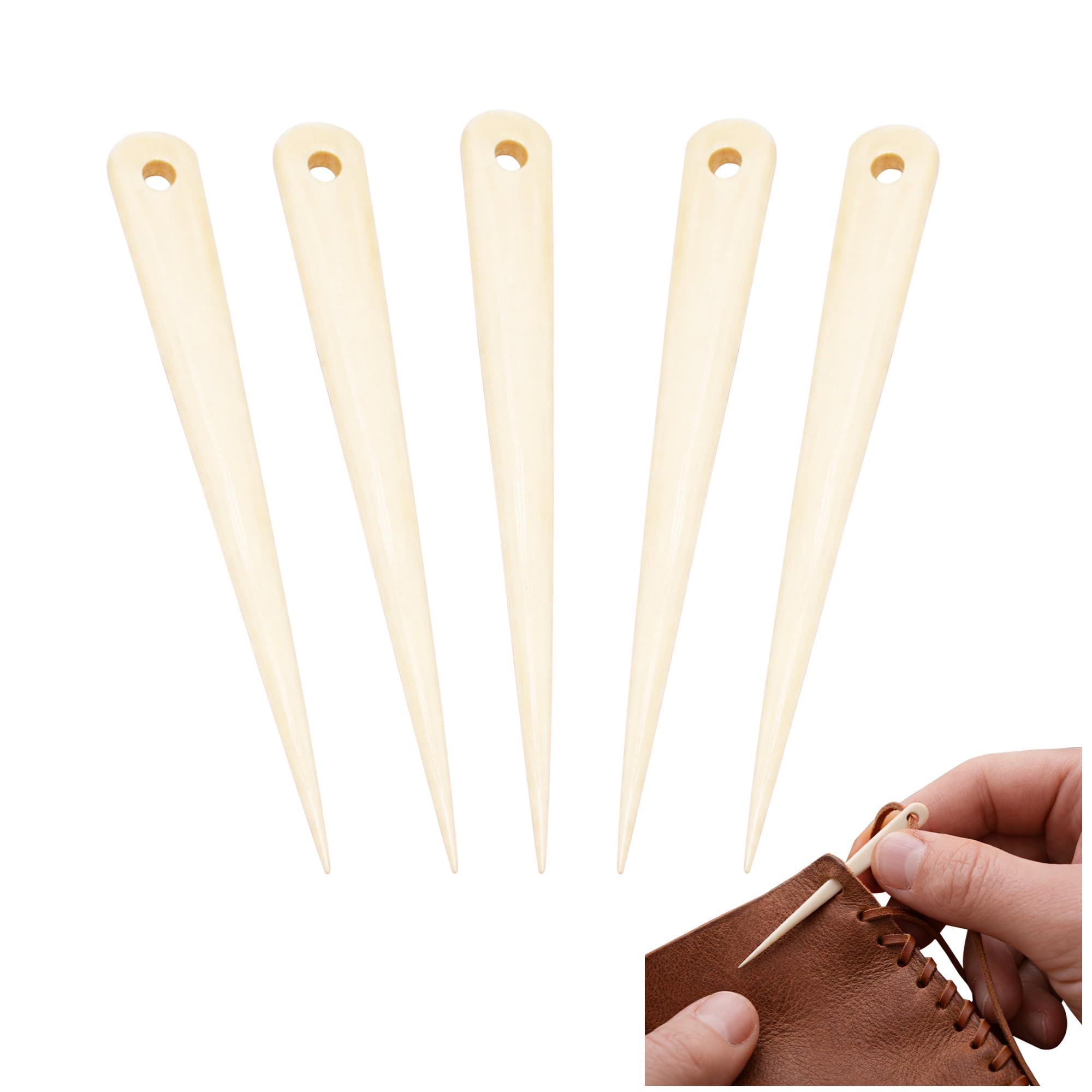 Lord of Battles Medieval Viking Embroidery Needle - Handmade Knitting and Binding Tool, Multipurpose Weaving/Stitching for Craft Work (Set of 5, Bone Needles - 2.7")