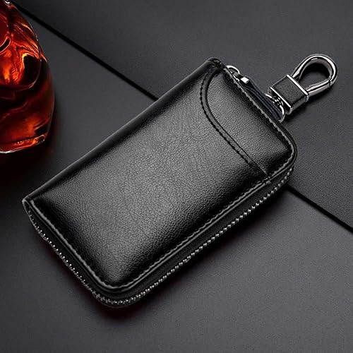Miniatura 6 de Andy's Orchids Bolsa de cuero para llaves de automóvil, funda para llaves de coche con llavero, cartera protectora con 6 ganchos y llavero, cierre