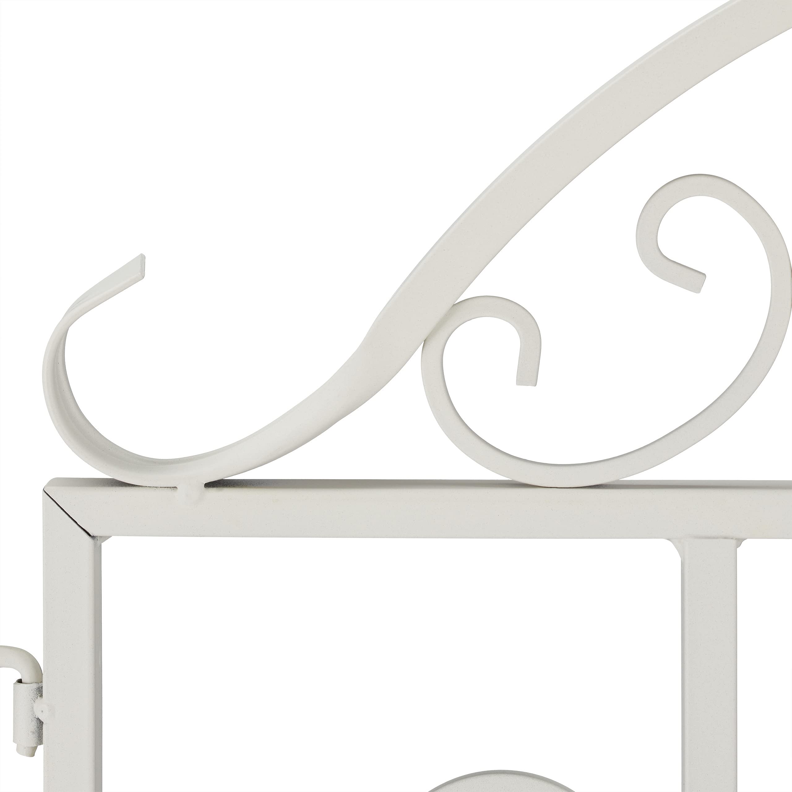 relaxdays Clôture de Jardin en Acier, système d’emboîtement 3 pièces, Bordure décorative, HxL : 98 x 63,5 cm, Blanc